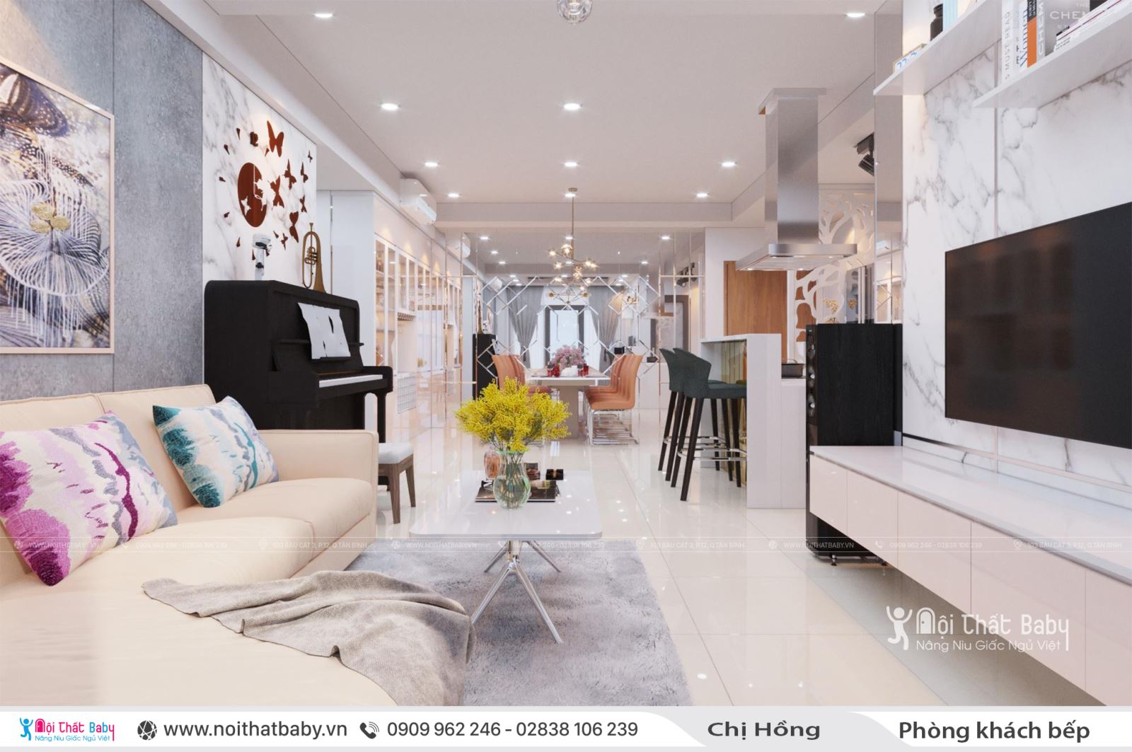 Thiết kế nội thất chung cư hiện đại căn 104m2 Emerald Celadon City